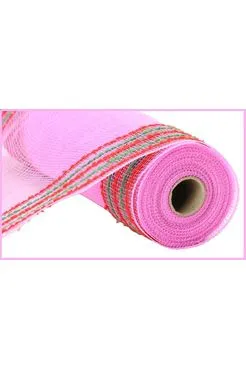 10.25" Drift Border Mesh Ribbon: Pink/Red (10 Yards)