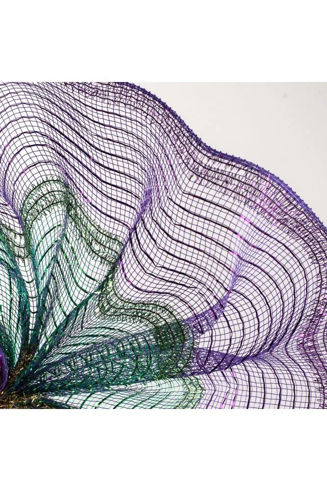 10.25" Poly Deco Tinsel Mesh Ribbon: Mardi Gras Stripe (10 Yards)