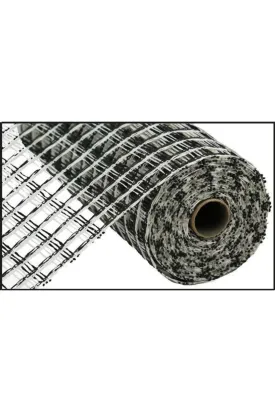 10" Poly Burlap Check Mesh Ribbon: Black & White