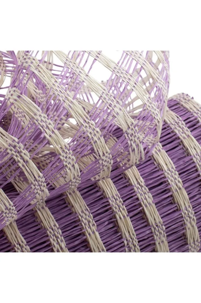 10" Poly Burlap Check Mesh Ribbon: Lavender & Cream