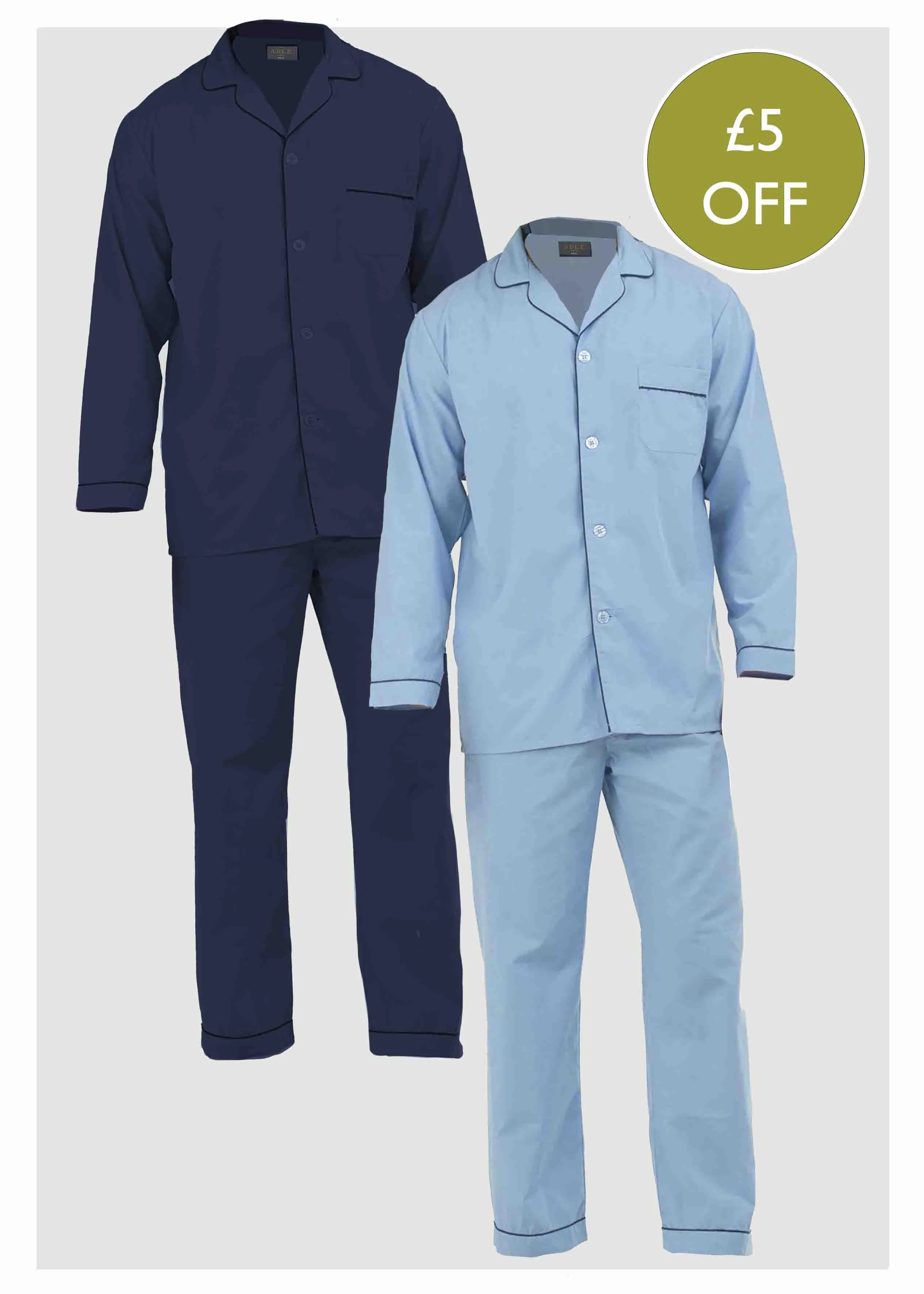 2 Pack Men's Easy-Care PJ Bundle - Navy/Blue