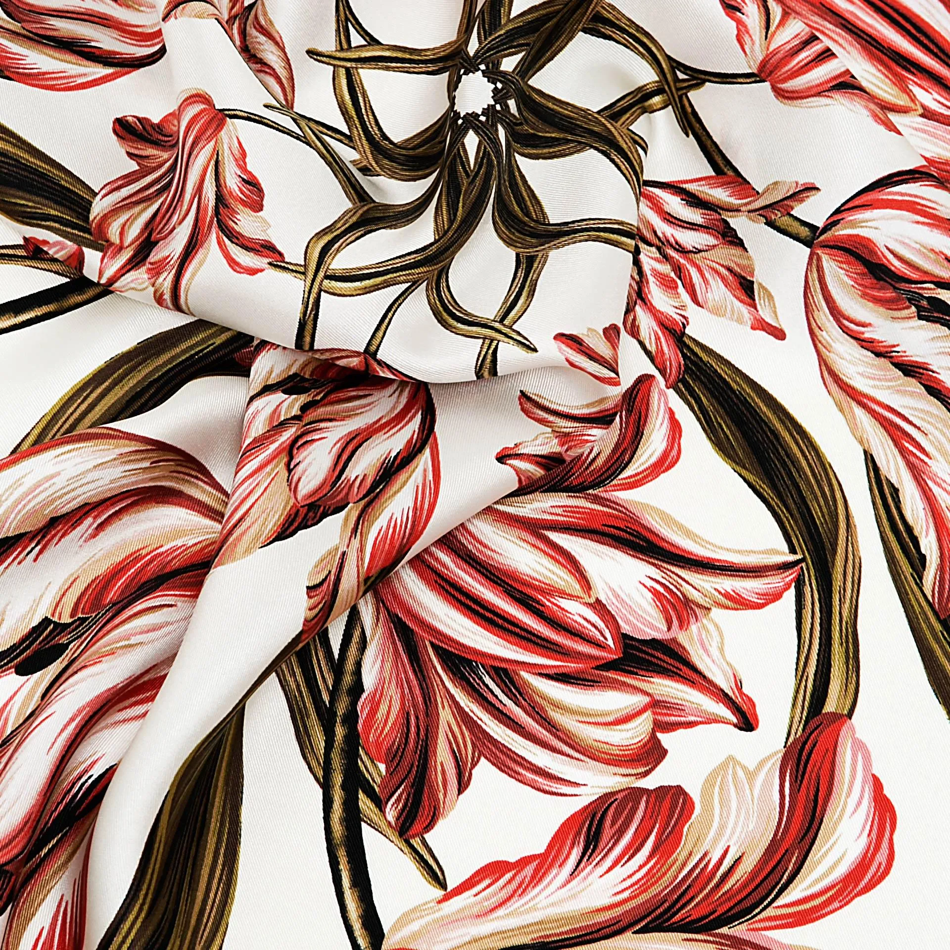 British Tulip Garden Silk Scarf Dusty Pink