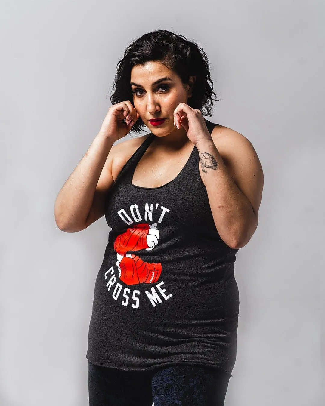 'DON'T CROSS ME' TANK - GREY