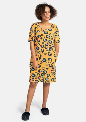 Mustard Animal Print Cotton Nightshirt