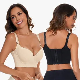 SheCurve® Full-Coverage Back Smoothing Bra - Black Beige (2 PCS)
