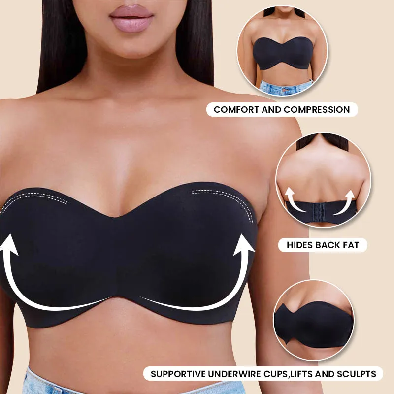 SheCurve® Full Support Non-Slip Convertible Bandeau Bra -Nude