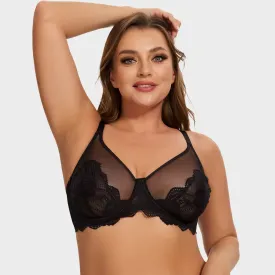 SheCurve®Full Coverage Lace Minimizer Bra - Mermaid Black Black(2 PACK)