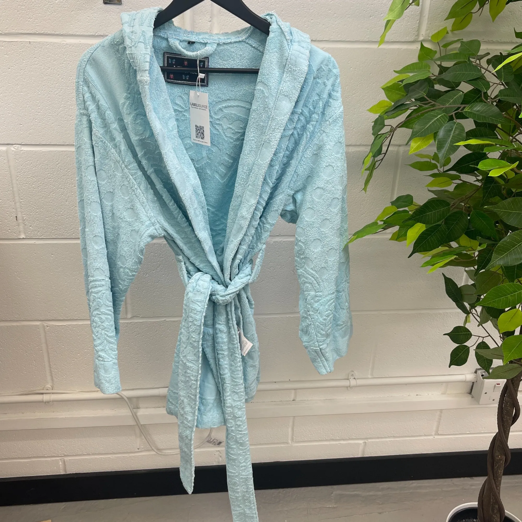 Women's Barocco Terry Cloth Bath Robe Blue Size M