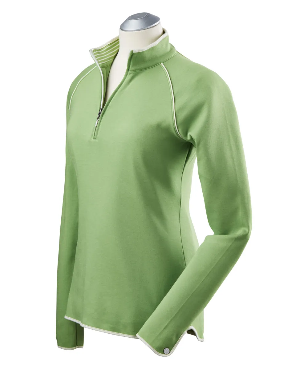 Women's Pima Cotton Solid Quarter-Zip Pullover
